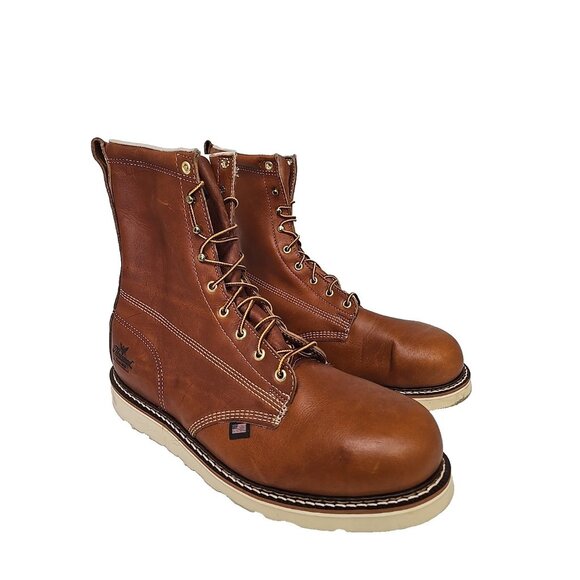 Thorogood Men's 8" Steel Toe Wedge Sole Work Boot U.S.A. 804-4364 Tobacco 13 3E - Picture 1 of 7